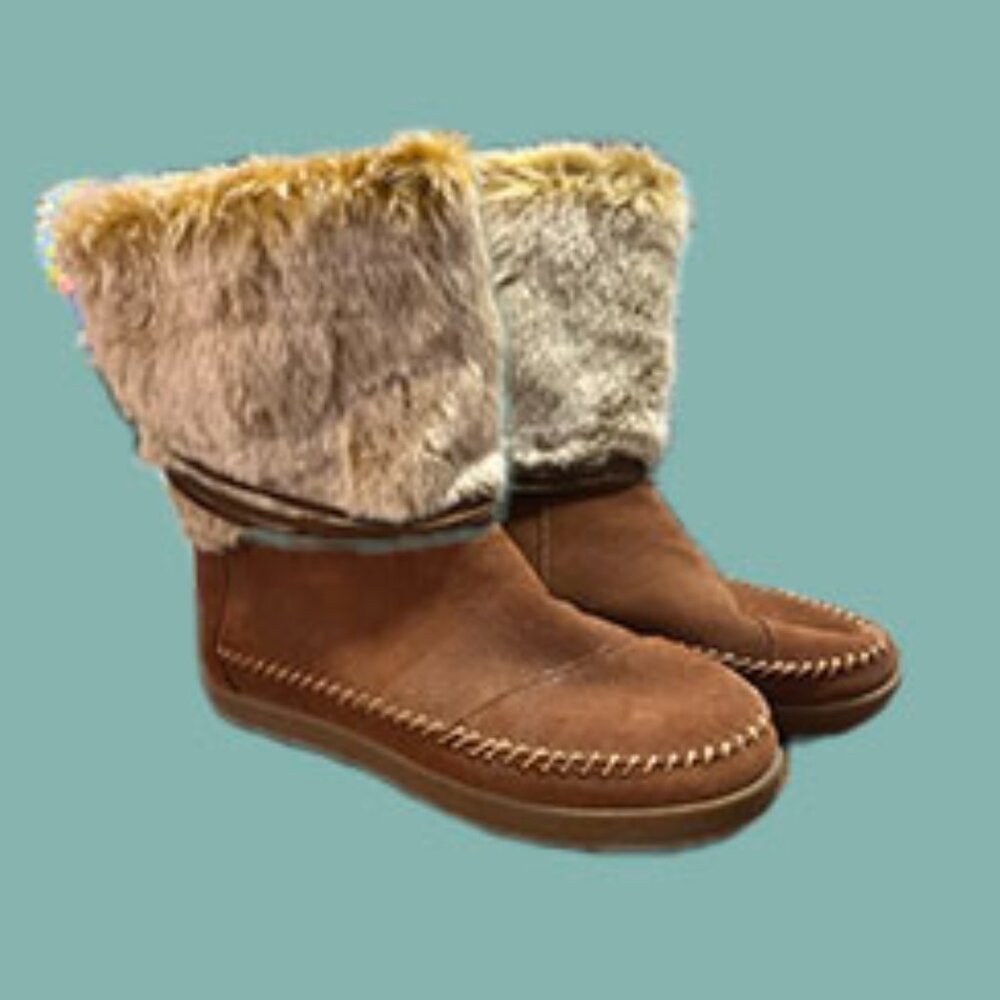 Toms Suede & Fur Boots, Size 8